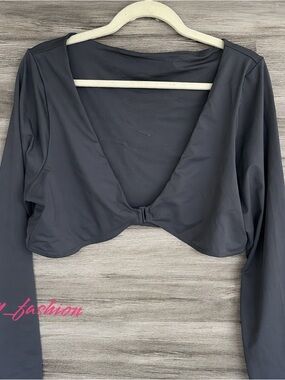SKIMS Gunmetal Long Sleeve Bikini Top Cropped Bolero Style 3X NWT